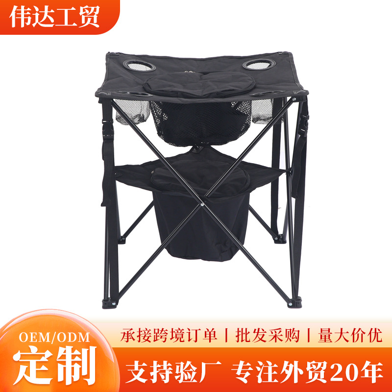Mesa cuadrada plegable para camping, barbacoa, pesca, ocio en el parque, mesa para cubeta de hielo, mesa de tela ligera y pequeña, venta al por mayor.