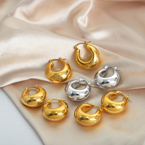 Euro-American Cross-Border New Fashionable, Unique, and Elegant Light Luxury U-Shaped Titanium Steel Earrings—Niche Design Jewelry for Women