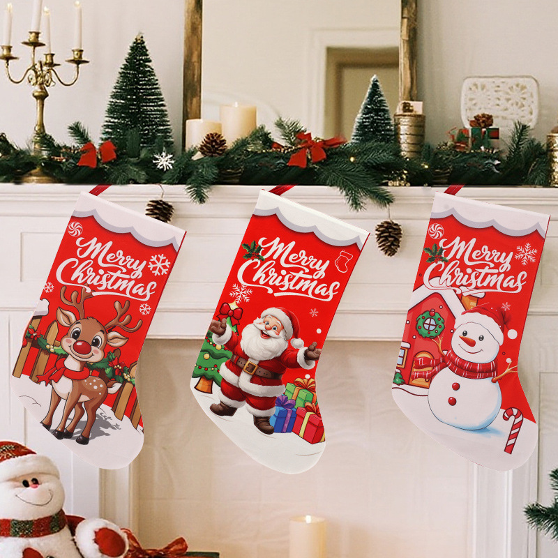 Cross-border Christmas decorations, Christmas socks, digital printing gift bags, shopping mall window pendants, children's candy bags