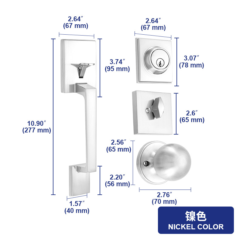 Cerradura de mano grande cerradura de puerta interior cerradura oculta unilateral cerradura de aleación de zinc exportación cerradura de cabeza plana cerradura de puerta metálica mayorista