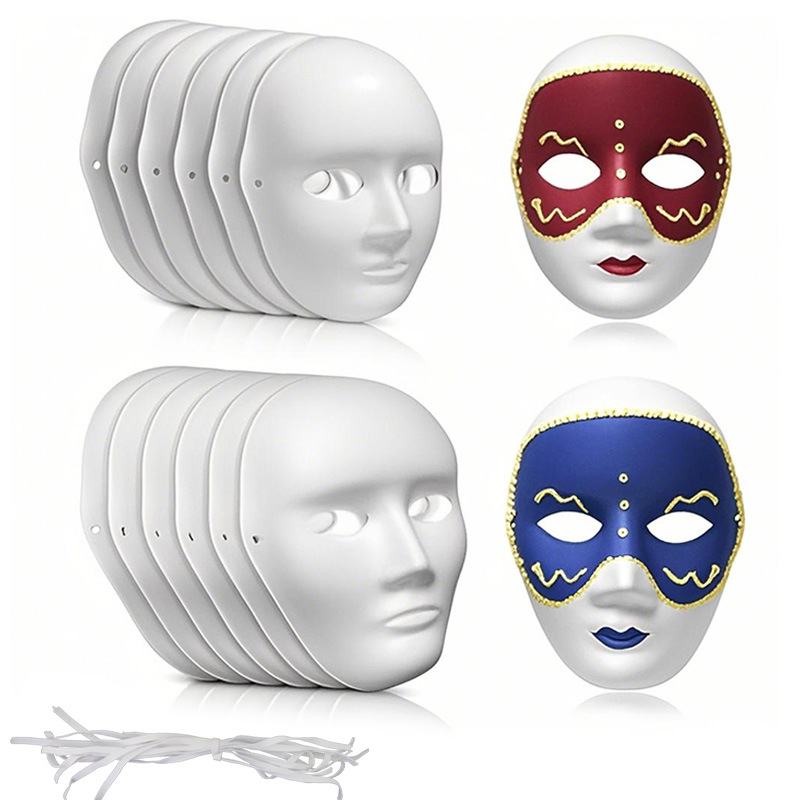 Amazon DIY Máscara en blanco Carnaval para hombres y mujeres Máscara de pulpa pintada a mano para niños Accesorios de actividades hechas a mano para padres e hijos