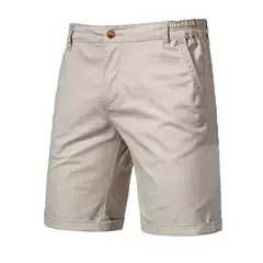 Cross border summer new cotton casual shorts men's European and American straight leg slim fit five quarter pants plus size solid color men's workwear