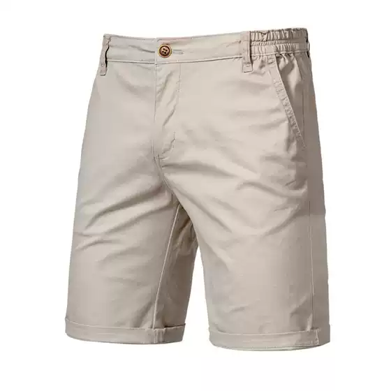 Cross border summer new cotton casual shorts men's European and American straight leg slim fit five quarter pants plus size solid color men's workwear