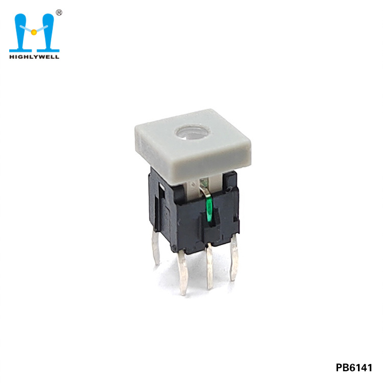 厂家供应带灯按键轻触开关PB6141L系列方帽7.5带孔透光原装
