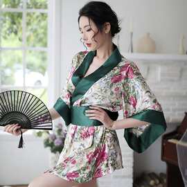 蜜奈情趣内衣女日式和服性感睡衣复古低胸高端诱惑喇叭袖睡裙套装