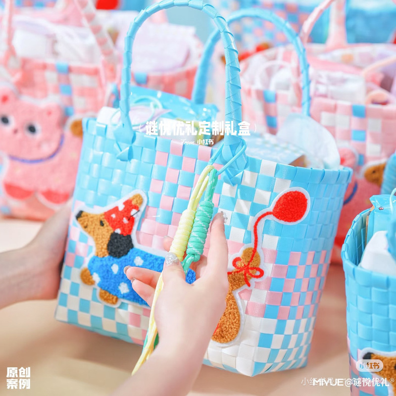 織りキャベツバスケットバッグ DIY お土産バッグ小さなバッグカラフルなハンドバッグレディースハンドバッグ女性|undefined