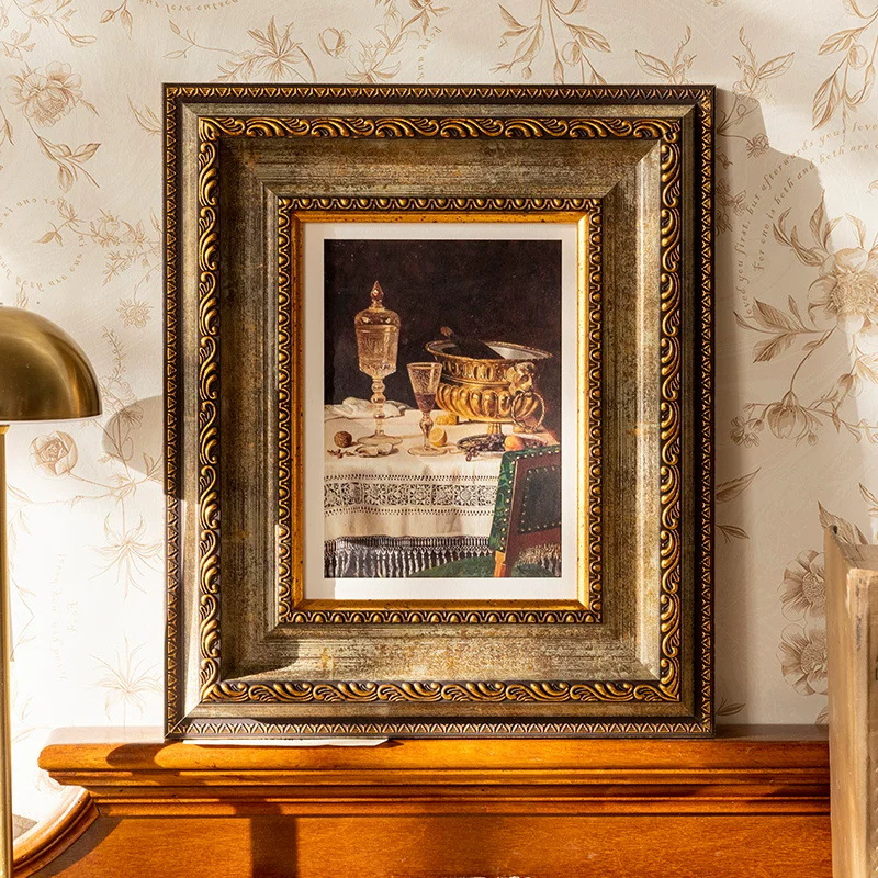 Marco de fotos retro europeo decoración de pared personalizada cuelga marcos de pintura al óleo de estilo americano y francés pequeños adornos de impresión de fotos