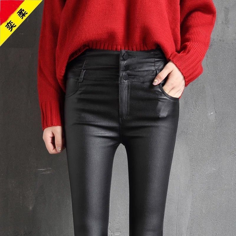 2026 Autumn/Winter High-Waisted Matte Pu Leather Pants for Women, Fleece-Lined Slim-Fit Coated Leather Pants, Slimming Skinny Pencil Pants 2026 Autumn/Winter High-Waisted Matte Pu Leather Pants for Women, Fleece-Lined Slim-Fit Coated Leather Pants, Slimming Skinny Pencil Pants