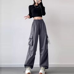 法式工装裤女裤子2025新款春秋冲锋小个子阔腿休闲宽松登山运动裤