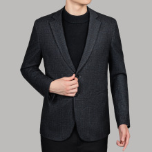 2025年秋冬男士西服商务休闲单西外套时尚格纹单排扣轻奢羊毛西装