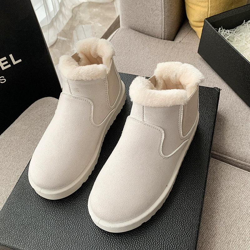 Зимние сапоги женские 2023 Зимние новые модные теплые сапоги на флисовой подкладке, хлопчатобумажная обувь больших размеров, внешняя торговля