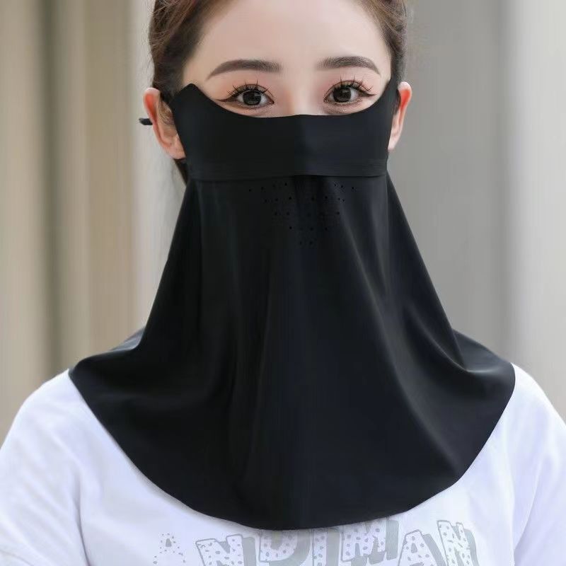 女性用日焼け止めマスク、夏用ロングネックプロテクター、紫外線防止、氷の薄い通気性、サイクリングと運転用サンシェード、フルフェイスマスク|undefined