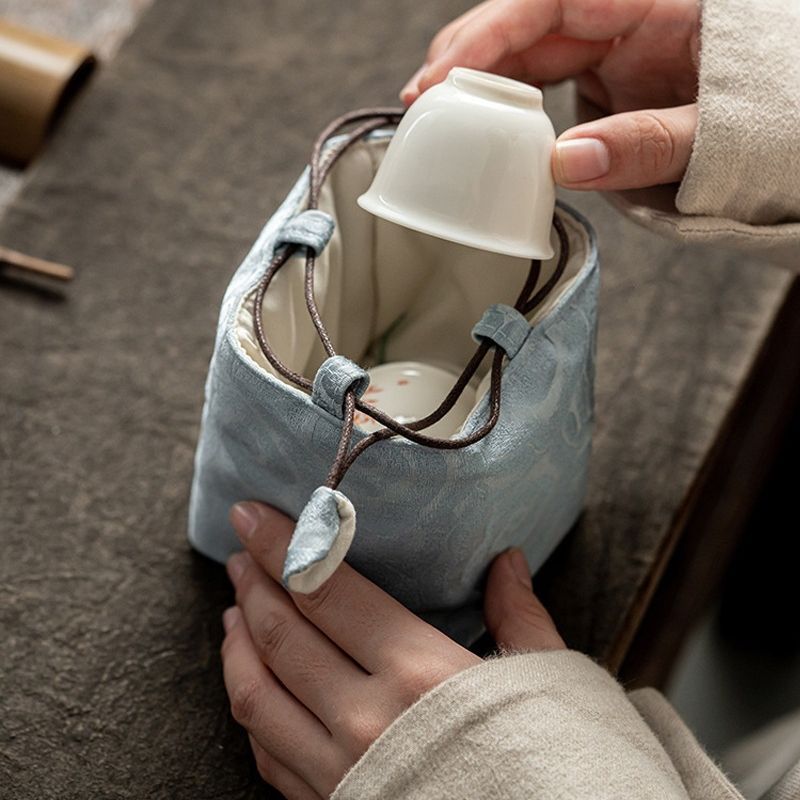 Tea Set Portable Cloth Bag Thickened Bundle Mouth Tea Pot Tea Pot Master Cup Storage Bag Built Cup Small Cloth Bag Tea Set Portable Cloth Bag Thickened Bundle Mouth Tea Pot Tea Pot Master Cup Storage Bag Built Cup Small Cloth Bag