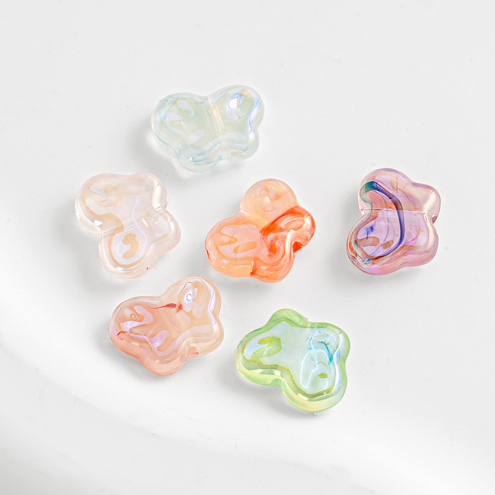 Heidi 30 nubes, mariposa transparente, cadena de teléfono móvil con cuentas, cuentas sueltas, brazaletes de bricolaje, piezas pequeñas de cristal, accesorios, lotes sueltos