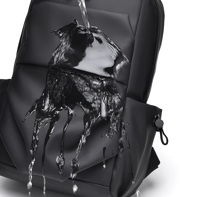 Backpack for black leather, trend bag, European style