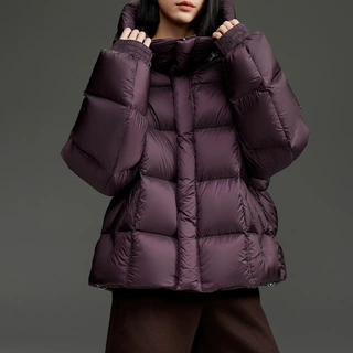 90白鹅绒羽绒服女款高端女短款连帽保暖高级感加厚外套冬季25新款