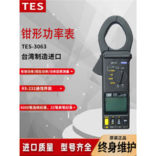 台湾泰仕TES-3063钳型功率计数字交直流电力钳形表频率分析仪通讯
