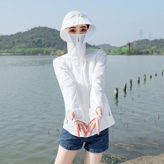 Fashion Ice Silk Breathable Sunscreen Clothing Women's Summer Loose Outdoor Ultraviolet Protection Thin Long Sleeve Skin Clothing Sunscreen Clothing