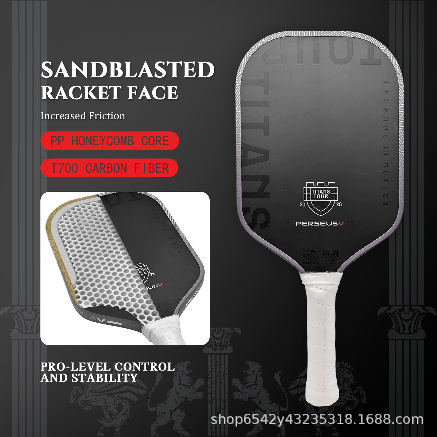 Titan Limited Edition Original 1:1 PROV Pickleball Paddle Carbon Fiber 5th Generation Kinetic Frame Dual-Certified Particle Paint