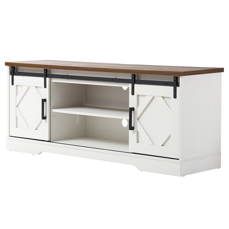 Granero puerta TV gabinete simple pequeño apartamento blanco armario combinación piso gabinete alto dormitorio TV gabinete moderno