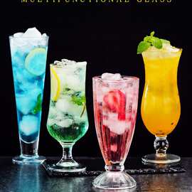 特价玻璃杯子果汁杯家用创意加厚饮料杯冷饮杯奶茶店奶茶杯奶昔杯