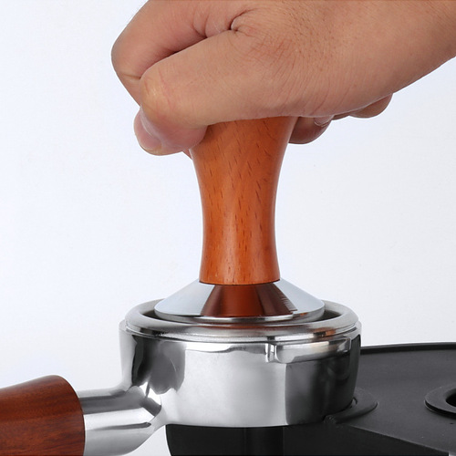 Powder press solid stainless steel Italian coffee press hammer tableware powder dispenser red Guibao handle 51mm58mm