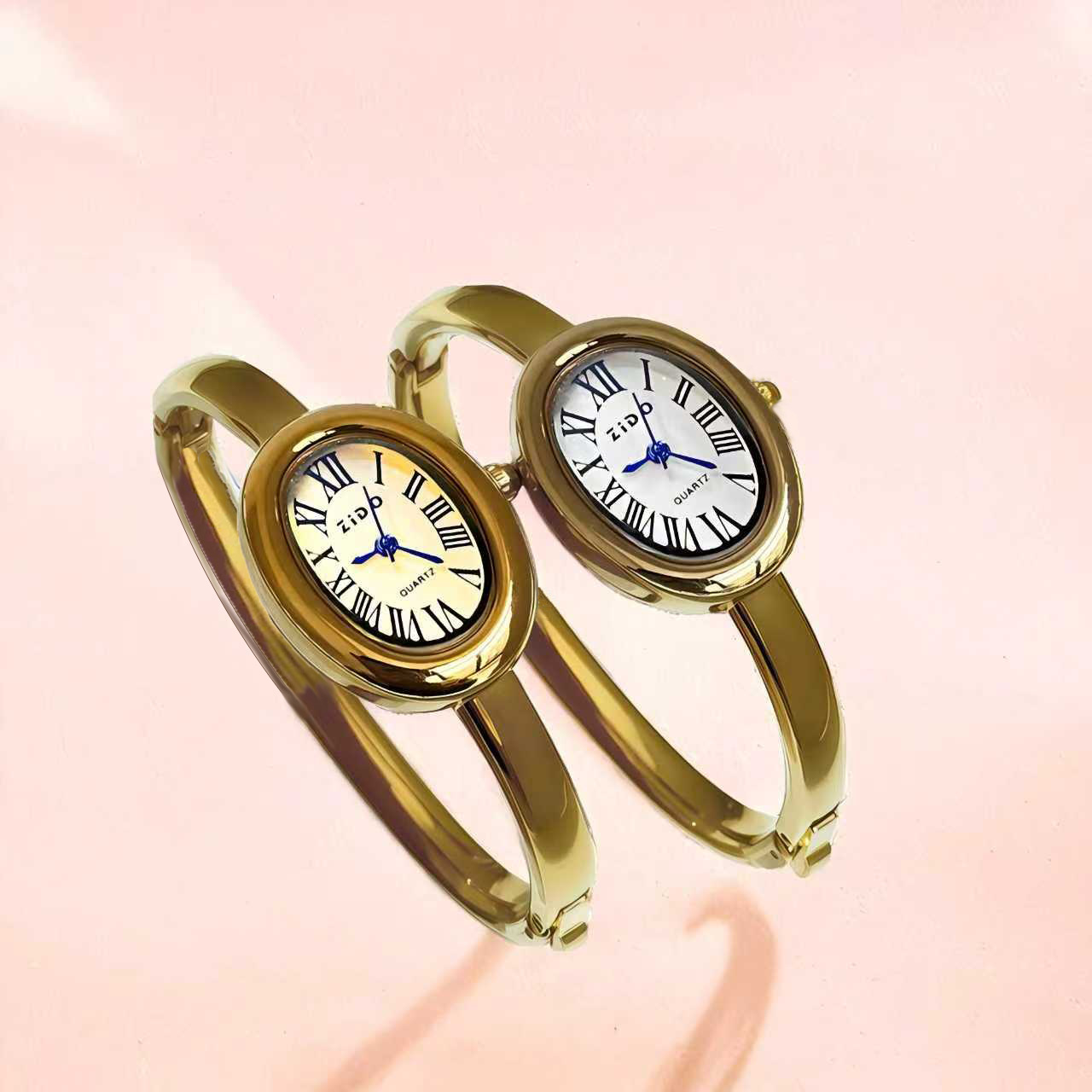 Zhidao's New Watch for Women, Rose Gold Diamond Ring, Light Luxury, High-End Niche Design, Oval Bracelet Watch, Popular Style