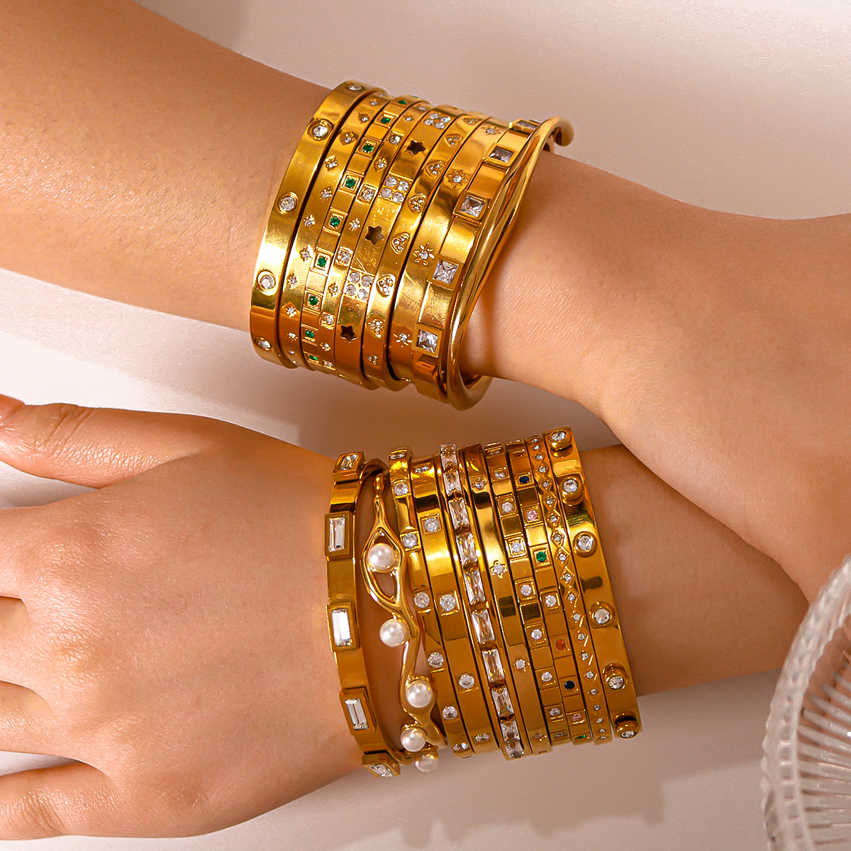 1 Piece Quantity Holiday, Daily Occasion IG Style Simple Style Geometric 304 Stainless Steel Bangle In Bulk