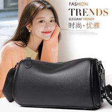 外贸全真皮包2025新款大容量单肩斜挎女包头层牛皮宽肩带波士顿包