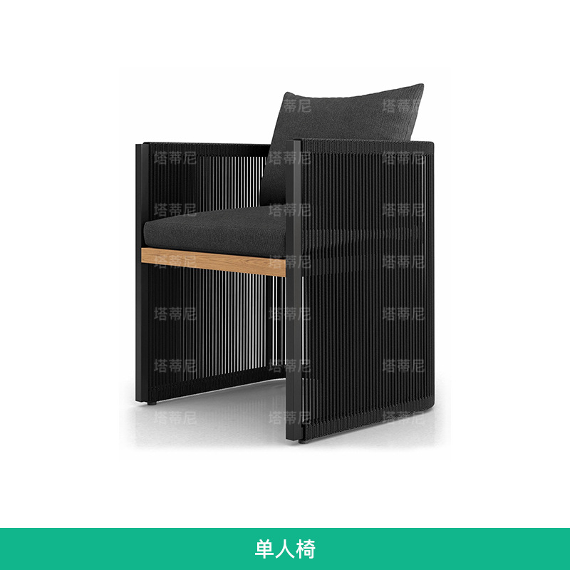 Muebles de patio para exteriores, muebles de jardín para villas, conjunto de sillas de teca y ratán para balcón, mesa y sillas de ratán tejido para exteriores. image 8