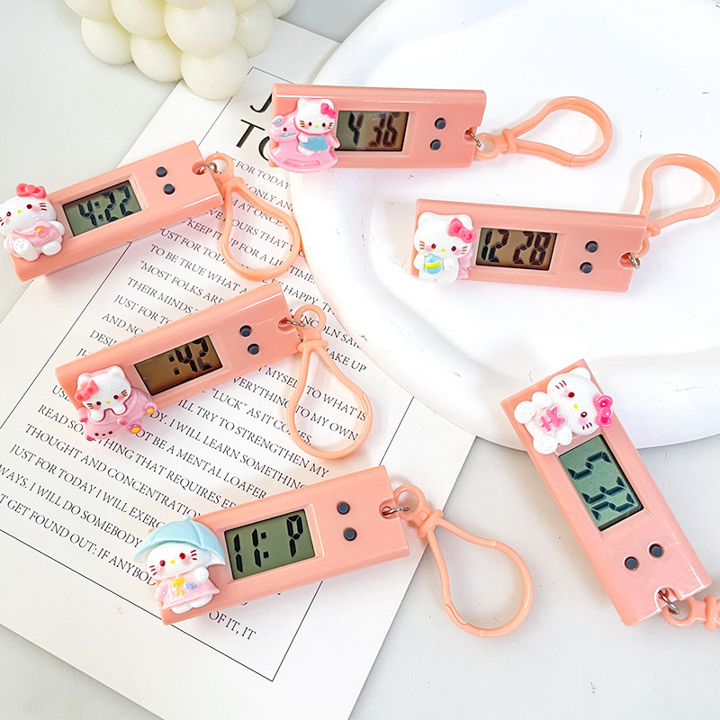 Cute pink kitty small watch cartoon electronic clock student exam class schedule clock timer