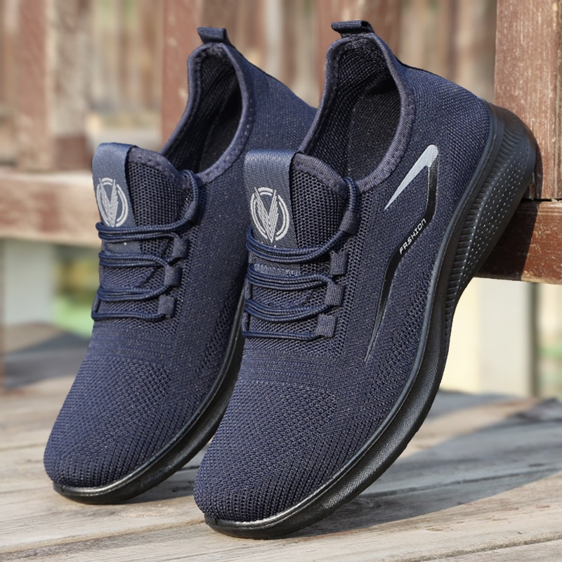 Cross-Border Fashion Shoes Men's Tume Polyurethane Soft-Soled Casual Shoes Breathable Fly-Woven Export Shoes Middle-Aged and Elderly Dad's Shoes