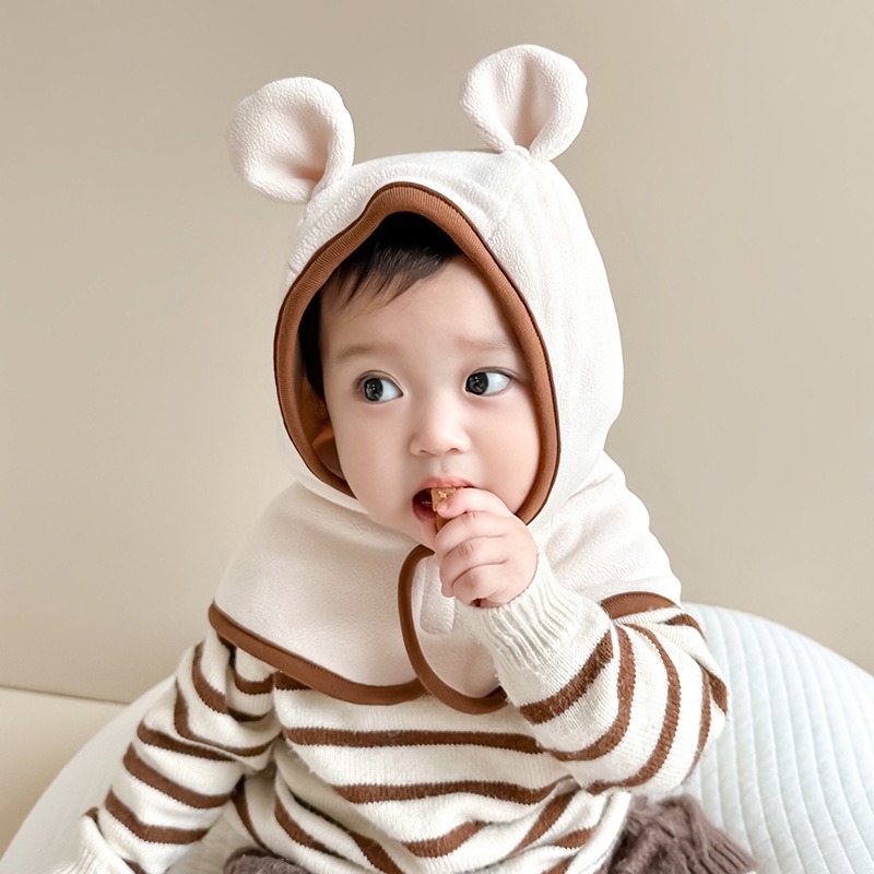 Sombreros para bebés más gruesos otoño y invierno baby buzzer unido calentamiento para niños gorras para orejas para niños y niñas collar