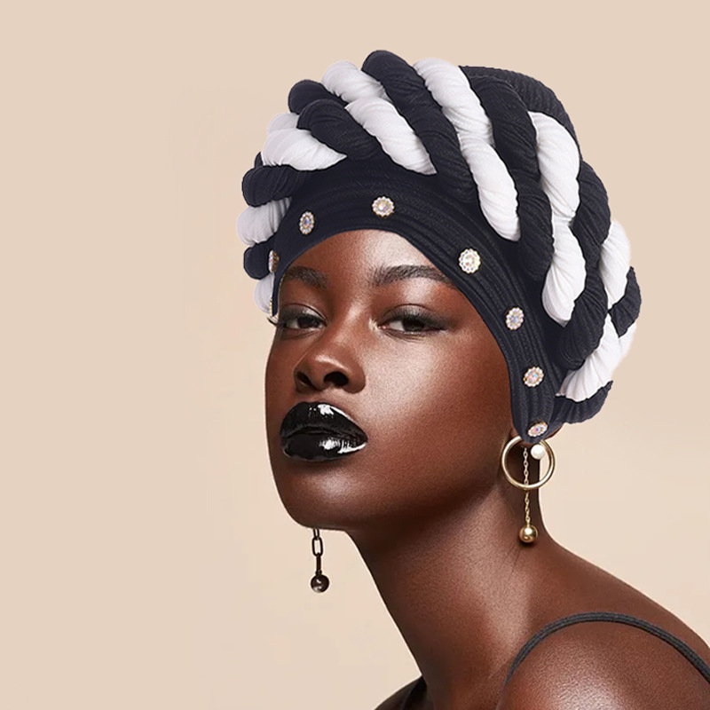 Novi čavli na rubu šešira, dijamantne trake u boji, pletena marama u dvije boje, šešir, pokrivalo za glavu._voghion.com