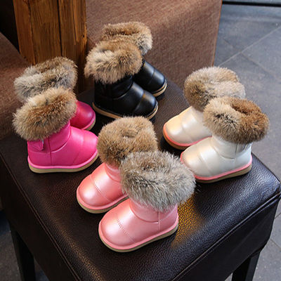 兒童雪地靴防水冬季加絨加厚保暖寶寶防滑靴女小童鞋雪地冬速賣通