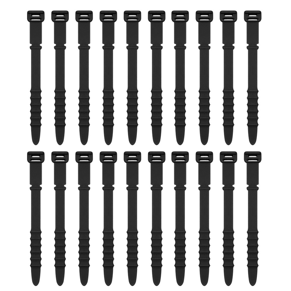 20 piezas de cable de silicona organizador Winder auriculares cable de datos Cable de almacenamiento arnés traje [Cinco colores Fishbone]