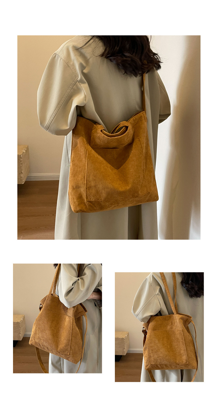 New Korean-style simple large-capacity handbag, casual corduroy single-shoulder bag, versatile travel light crossbody bag wholesale undefined
