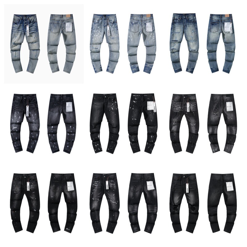 26Ss Trendy Brand Purple Brand Washed Vintage Distressed Embroidered Skinny Jeans for Men and Women 26Ss Trendy Brand Purple Brand Washed Vintage Distressed Embroidered Skinny Jeans for Men and Women