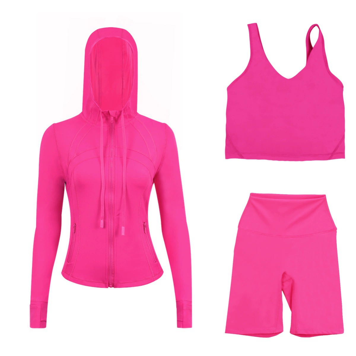 Детский костюм из трех предметов: толстовка с капюшоном LULU DF, жилет U-образной формы, брюки три четверти, золотая молния, облегающий крой, для йоги.