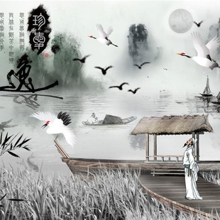 Wallpaper 3d three-dimensional atmosphere Chinese landscape TV background wall wallpaper living room wall cloth decorative wall cloth mural