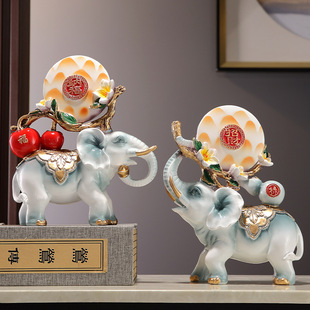 Luckifu Elephant Ornaments Pair of Living Room Entrance TV Wine Cabinet Decorations Moving New Home Moving Gift Items