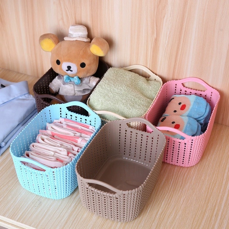 桌面藤编收纳筐多功能零食化妆品储物篮浴室杂物收納盒家用篮子|undefined