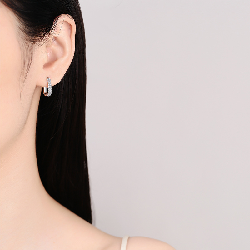 D-colour Moissanite Square Hoop Earrings Sterling Silver Jewellery_voghion.com