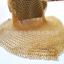 工厂定制金色电镀圆环网帘 镀钛金属环网 天花板装饰环网垂帘