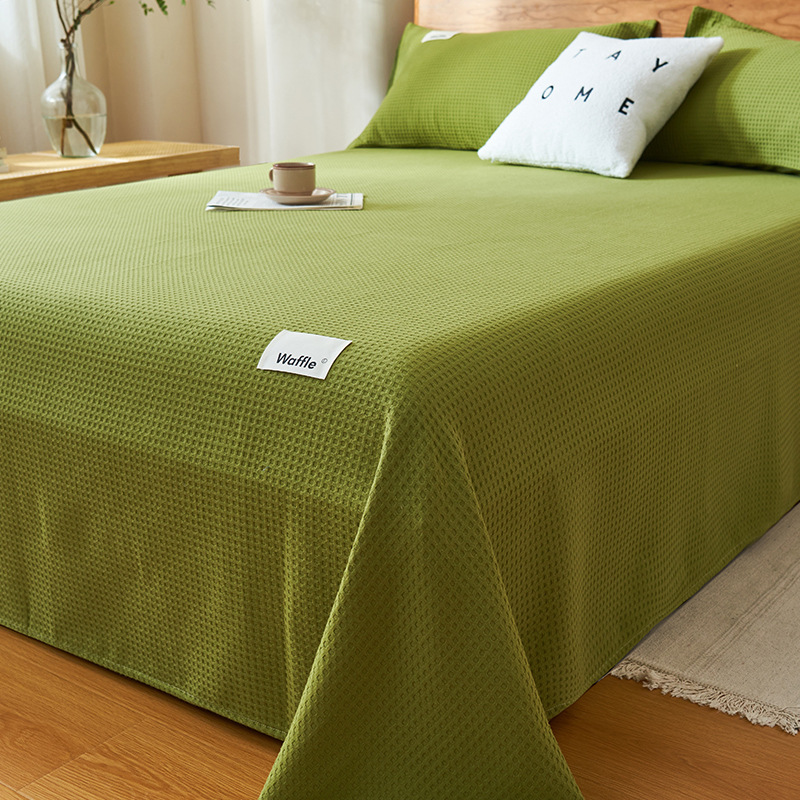Una sábana de algodón waffle de categoría 1 pieza única 100 cubierta de cama de algodón pieza individual otoño e invierno tatami gruesa sábana pieza de tres piezas