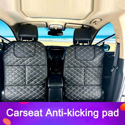 1-piece diamond embroidery pattern seat anti-kick pad, car seat back storage bag, phone holder, full-cover anti-kick pad