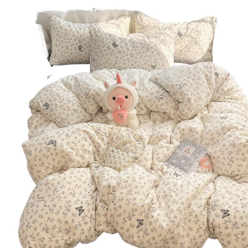 Double-layer Gauze Printed Bed Sheet And Duvet Cover Four-piece Set_voghion.com