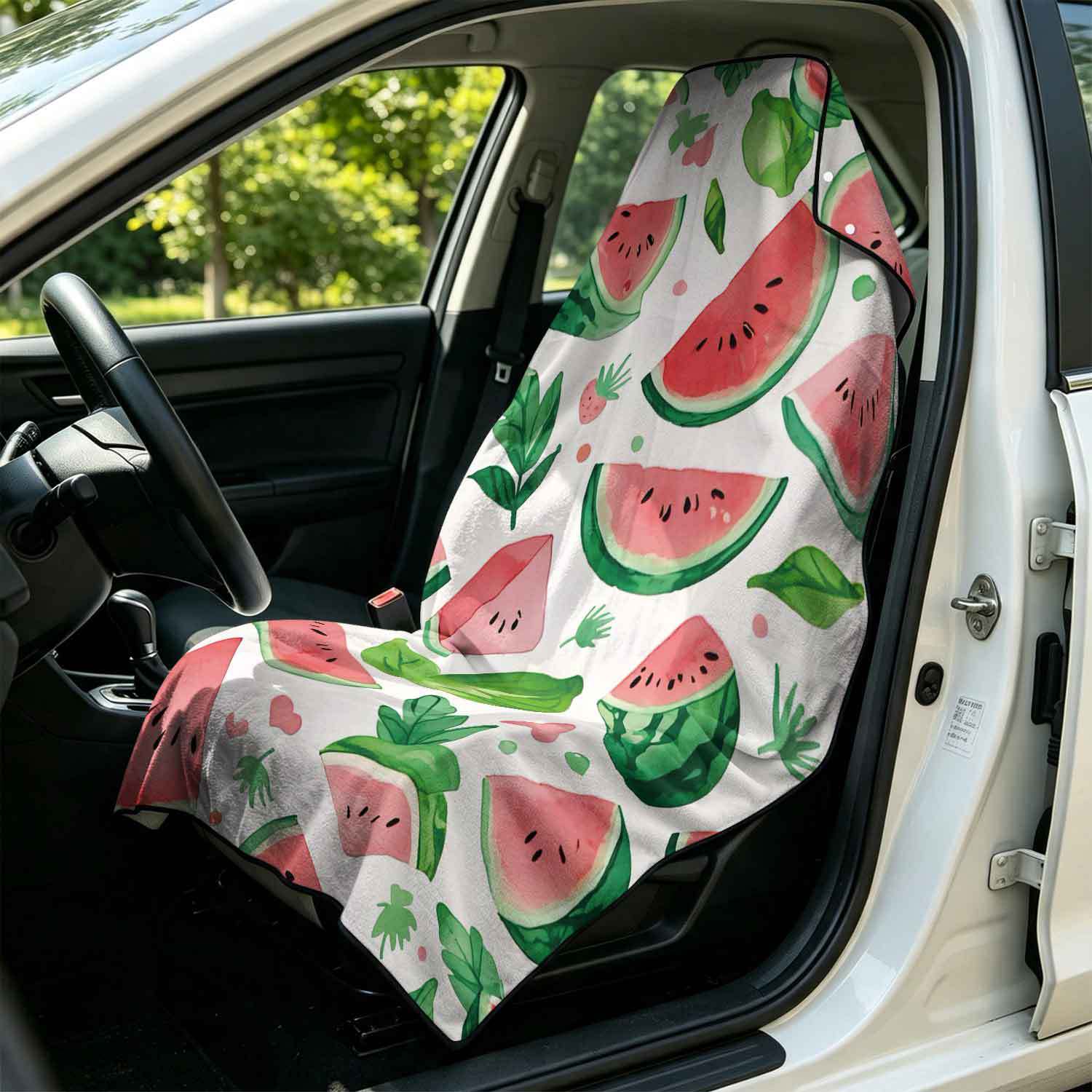 Printed bath towel and car seat cover 2-in-1, ultra-fine fiber outdoor beach and car dual-use universal seat cushion