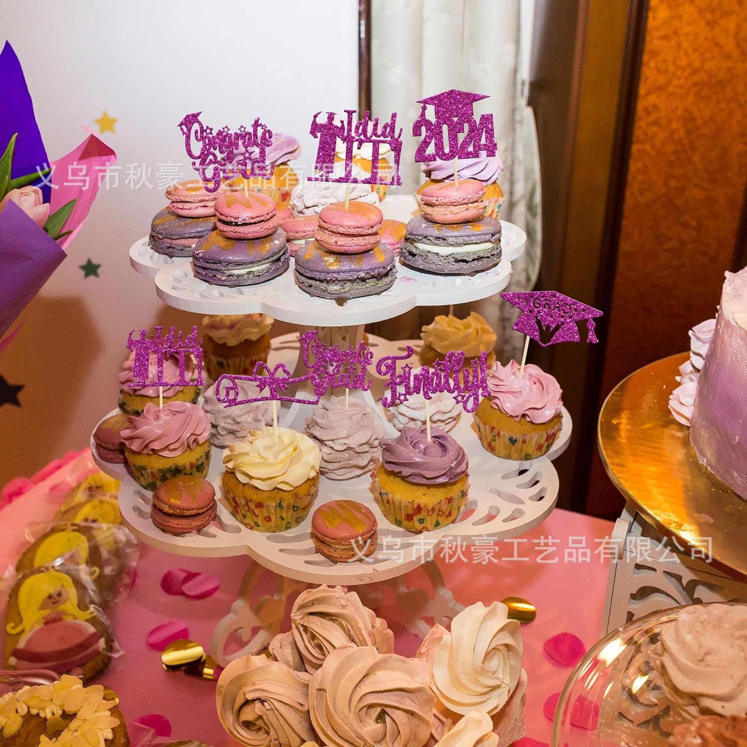 2024 nueva temporada de graduación cupcakes decoración flash Finally I Did It pastel insertado transfronterizo