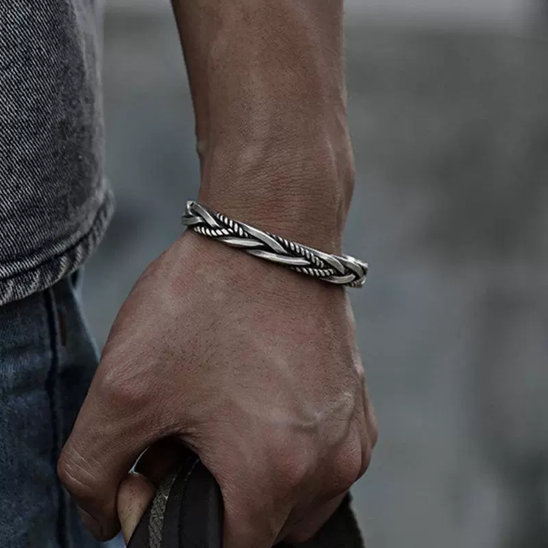 Серебряный ретро ткаемый медный серебряный браслет с хвостиком, 2023 год, европейский стиль, оптовая торговля